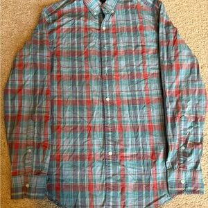 J. Crew Men's Casual Plaid Shirt - Red and Teal